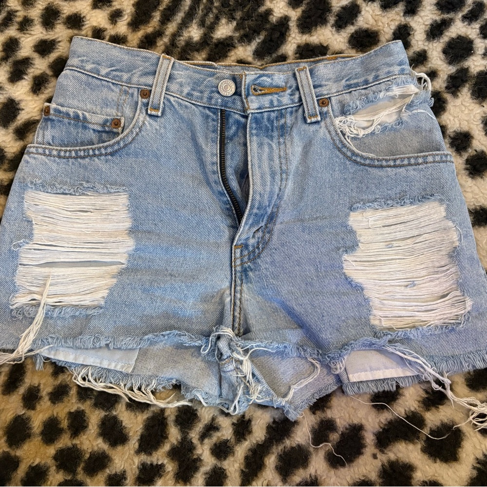 Levi's Blue Distressed Jean Shorts